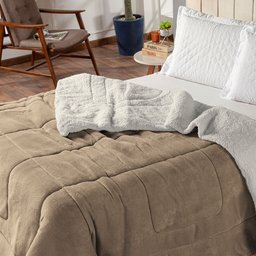 Coberdron Casal Queen Dupla Face Sherpa Manta Soft Bege - 2