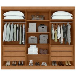 Guarda-roupas Casal Bertha 6 Portas 6 Gavetas sem Espelho com Pés- Lopas Amendoa Clean - 6