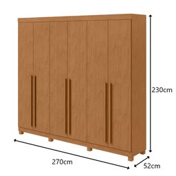 Guarda-roupas Casal Bertha 6 Portas 6 Gavetas sem Espelho com Pés- Lopas Amendoa Clean - 2