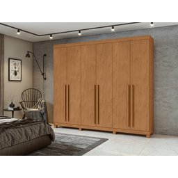 Guarda-roupas Casal Bertha 6 Portas 6 Gavetas sem Espelho com Pés- Lopas Amendoa Clean - 7