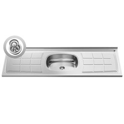 Armário Líbia e Balcão com Pia Inox 150cm Tunísia L03 Preto/Cinza - Mpozenato - 5 Armário Líbia e Balcão com Pia Inox 150cm Tunísia L03 Preto/Cinza - Mpozenato - 5