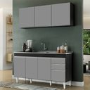 Ver imagem 2 de Armário Líbia e Balcão com Pia Inox 150cm Tunísia L03 Preto/Cinza - Mpozenato