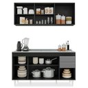 Ver imagem 3 de Armário Líbia e Balcão com Pia Inox 150cm Tunísia L03 Preto/Cinza - Mpozenato