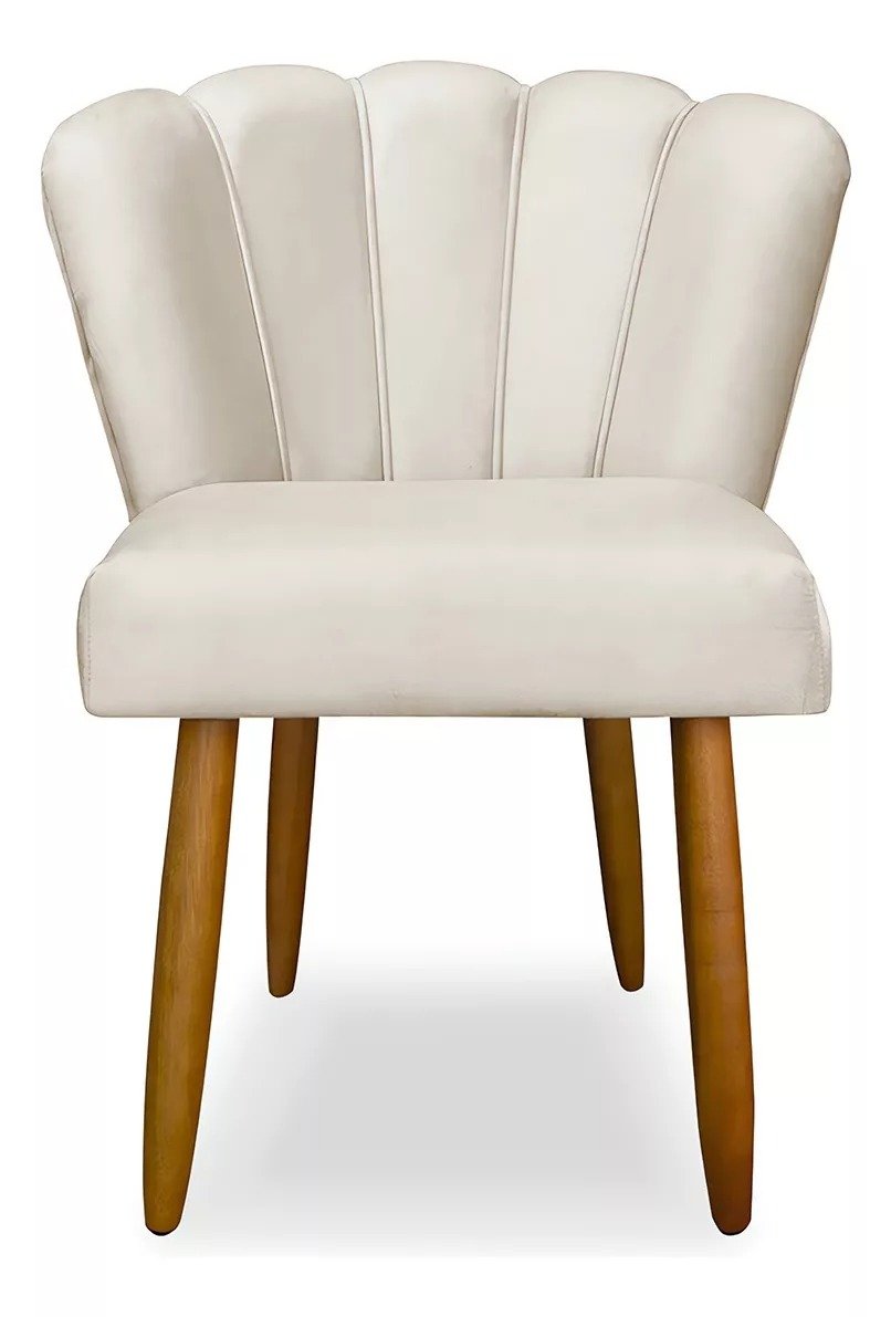 Cadeira Poltrona Pétala de Flor para Penteadeira Sala Quarto Suede Bege - Dhouse Decor Ahazzo Móveis - 1