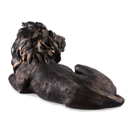 Escultura Decorativa Estátua Leão Deitado Médio:preto Fosco/dourado - 3