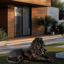 Ver imagem 7 de Escultura Decorativa Estátua Leão Deitado Médio:preto Fosco/dourado