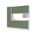 Ver imagem 1 de Armário de Cozinha Compacta Nicho Micro-ondas 100% Mdf 230cm Branco/verde Oliva Celeste Kappesberg