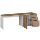 Ver imagem 6 de Mesa para Escritório em L com Balcão 1 Porta 3 Gavetas Idea A03 Nogal Sevilha Branco - Lyam Decor