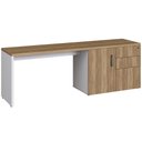 Ver imagem 3 de Mesa para Escritório em L com Balcão 1 Porta 3 Gavetas Idea A03 Nogal Sevilha Branco - Lyam Decor