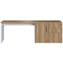 Ver imagem 7 de Mesa para Escritório em L com Balcão 1 Porta 3 Gavetas Idea A03 Nogal Sevilha Branco - Lyam Decor