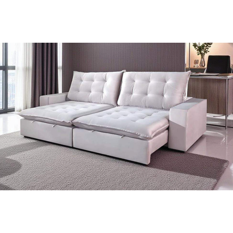 Sofá Retrátil e Reclinável Luxo Jenifer Vários Tecidos Molas Ensacadas e Pillow 18cm 2,10m
