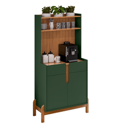 Aparador Buffet Balcão Cozinha Cantinho do Café para Sala de Estar e Jantar com 2 Portas e 2 Gavetas - 5