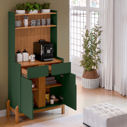 Aparador Buffet Balcão Cozinha Cantinho do Café para Sala de Estar e Jantar com 2 Portas e 2 Gavetas - 2
