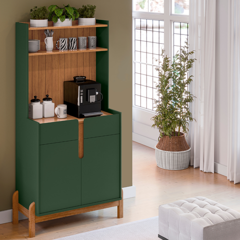 Aparador Buffet Balcão Cozinha Cantinho do Café para Sala de Estar e Jantar com 2 Portas e 2 Gavetas