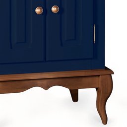 Gabinete para Banheiro 2 Portas com Pés Luiz Xv Dália 3057 - Azul Petróleo/imbuia Glazer - 3