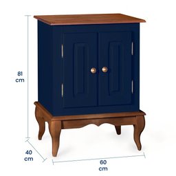 Gabinete para Banheiro 2 Portas com Pés Luiz Xv Dália 3057 - Azul Petróleo/imbuia Glazer - 5