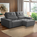 Ver imagem 2 de Sofá para Sala Reclinavel Estofado Price 180cm Veludo Chumbo
