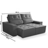 Sofá para Sala Reclinavel Estofado Price 180cm Veludo Chumbo - 7