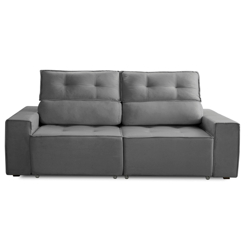 Sofá para Sala Reclinavel Estofado Price 180cm Veludo Chumbo