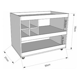 Aparador Bar Com Rodizios Natural Em Mdf - 2
