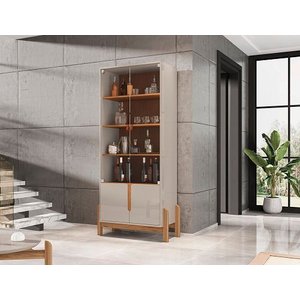 Cristaleira Lizz Off White/cedro - Casa D Móveis