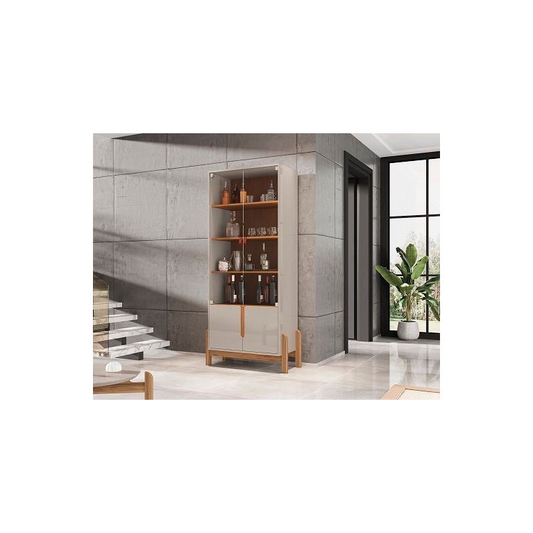 Cristaleira Lizz Off White/cedro - Casa D Móveis Cristaleira Lizz Off White/cedro - Casa D Móveis