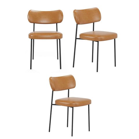Kit 3 Cadeiras Mona para Sala Jantar Gourmet em Aço-couríssimo-edecasamoveis