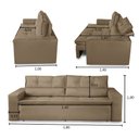 Ver imagem 3 de Sofá Retrátil e Reclinável 2 Lugares com Molas 1,80m Veronica Suede Capuccino