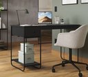 Ver imagem 2 de Mesa Escrivaninha Criare com Prateleira Escritório Moderno Estilo Industrial Nicho Gaveta Cor Preto