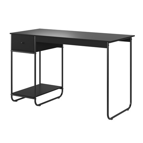 Mesa Escrivaninha Criare com Prateleira Escritório Moderno Estilo Industrial Nicho Gaveta Cor Preto