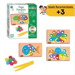 Jogo Educativo Montessori Pega Pompom - Nig - 4