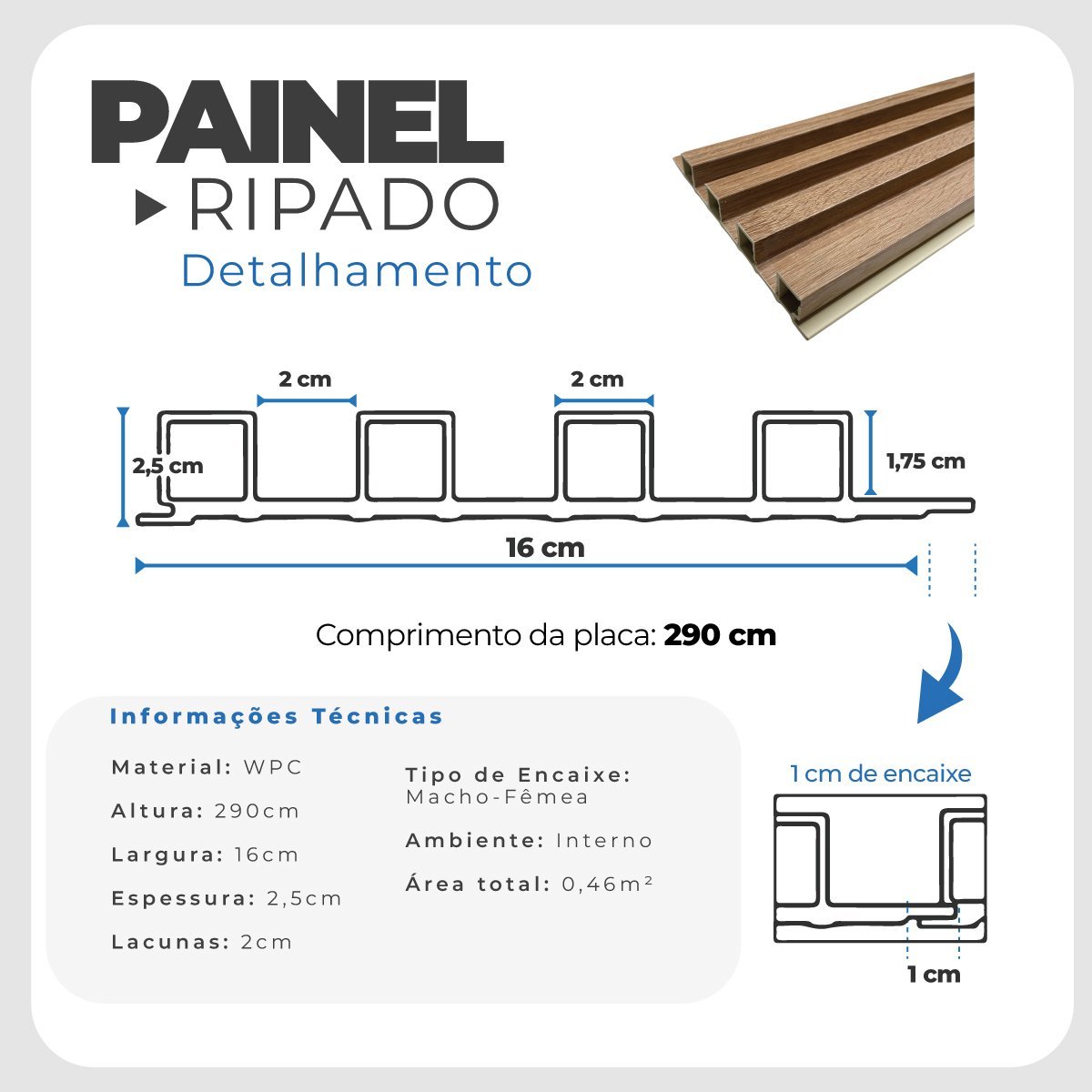 Painel Ripado Wpc 290x16cm Níquel R18 - 6