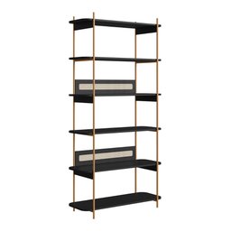 Estante Multiuso Oslo 180 Cm com 6 Prateleiras e Pé Metal Cor:nero com Dourado - 3