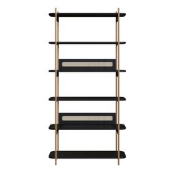 Estante Multiuso Oslo 180 Cm com 6 Prateleiras e Pé Metal Cor:nero com Dourado - 4