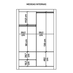 Guarda Roupa Solteiro 2 Portas Com Espelhos Branco Glass - 5