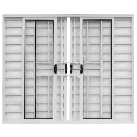 Janela de Correr Alumínio Branco 06f Veneziana C/grade Classic