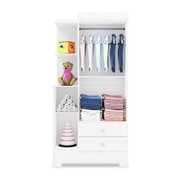 Roupeiro Infantil 3 Portas e 2 Gavetas Magia 100% Mdf Tuboarte Branco - 3