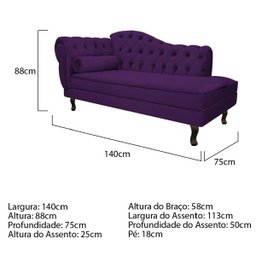 Recamier Diana 140cm Lado Direito Suede Roxo - 3