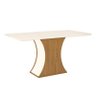 Mesa de Jantar Selena Canto Arredondado com Vidro 160x90 Nature/Off White - Móveis Henn - 1