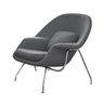 Poltrona Womb Chair com Puff Cromada Linho Cinza - 3