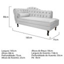 Ver imagem 3 de Recamier Diana 1,85M Lado Direito Suede Branco - Doce Sonho Móveis