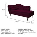 Ver imagem 3 de Recamier Diana 1,85M Lado Direito Suede Bordô - Doce Sonho Móveis