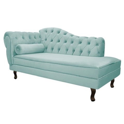 Recamier Diana 1,85M Lado Direito Suede Azul Tiffany - Doce Sonho Móveis