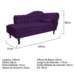 Recamier Diana 140cm Lado Esquerdo Suede Roxo - 3
