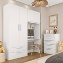 Ver imagem 1 de Conjunto Modulado Infantil Joy com Escrivaninha e Cômoda Bco/azu - M.a Branco/azul