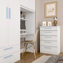 Ver imagem 3 de Conjunto Modulado Infantil Joy com Escrivaninha e Cômoda Bco/azu - M.a Branco/azul