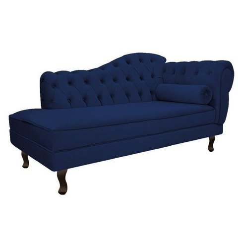 Recamier Diana 1,60M Lado Esquerdo Suede Azul Marinho - Doce Sonho Móveis