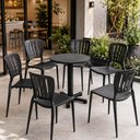 Ver imagem 2 de Jogo Mesa Redonda com 6 Cadeiras Tramontina Preto Plástico Resistente Jardim Área Externa Varanda