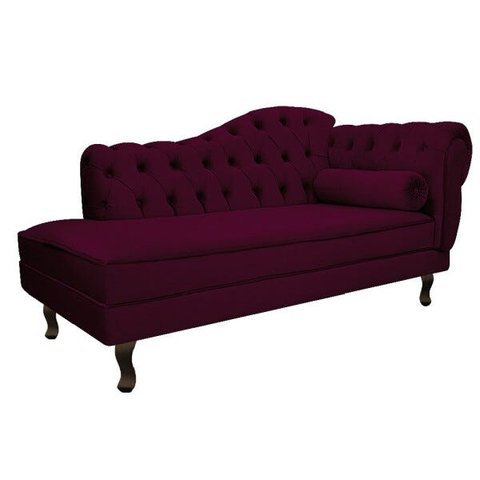 Recamier Diana 1,85M Lado Esquerdo Suede Bordô - Doce Sonho Móveis