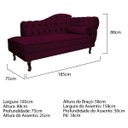 Ver imagem 3 de Recamier Diana 1,85M Lado Esquerdo Suede Bordô - Doce Sonho Móveis
